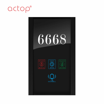 Hotel door plate with door bell