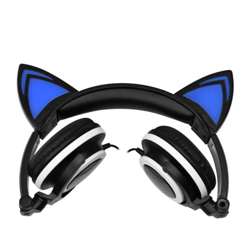 Auriculares con orejas de gato brillantes para iPhone/Android/PC/Tablet