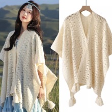 Summer Women's Open Front Knit Poncho Cape Wrap Shawl