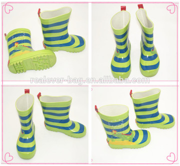 Children stripe customized rubber rain boot