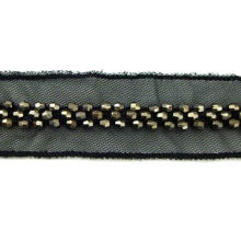 Bead trims, made of mesh and plastic bead, available in various sizes and colors