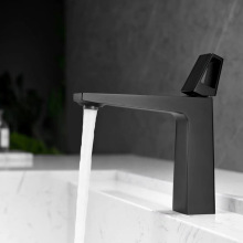 Minimalist Brushed Gunmetal Gray Basin Faucet