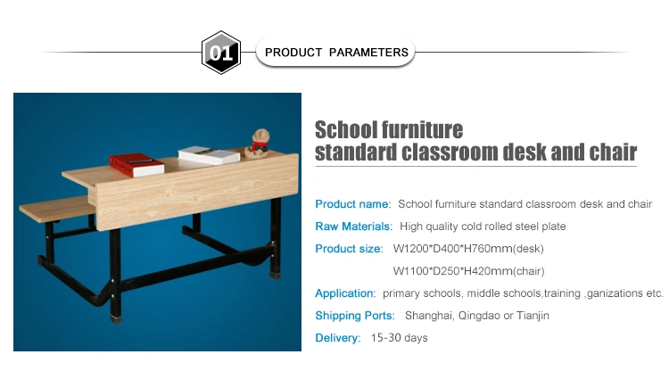 China Supplier High Quality Attached School Desks and Chair / School Desk