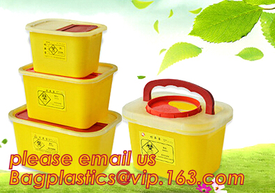 BIOHAZARD WASTE CONTAINERS, PLASTIC STORAGE BOX, MEDICAL TOOL BOX, SHARP CONTAINER, SAFETY BOX