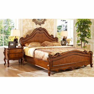 classical style rubber wood bed,carved wooded bed