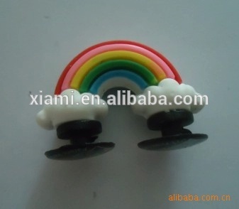 novel creative design beautiful rainbow mode embossing rubber shoes charm
