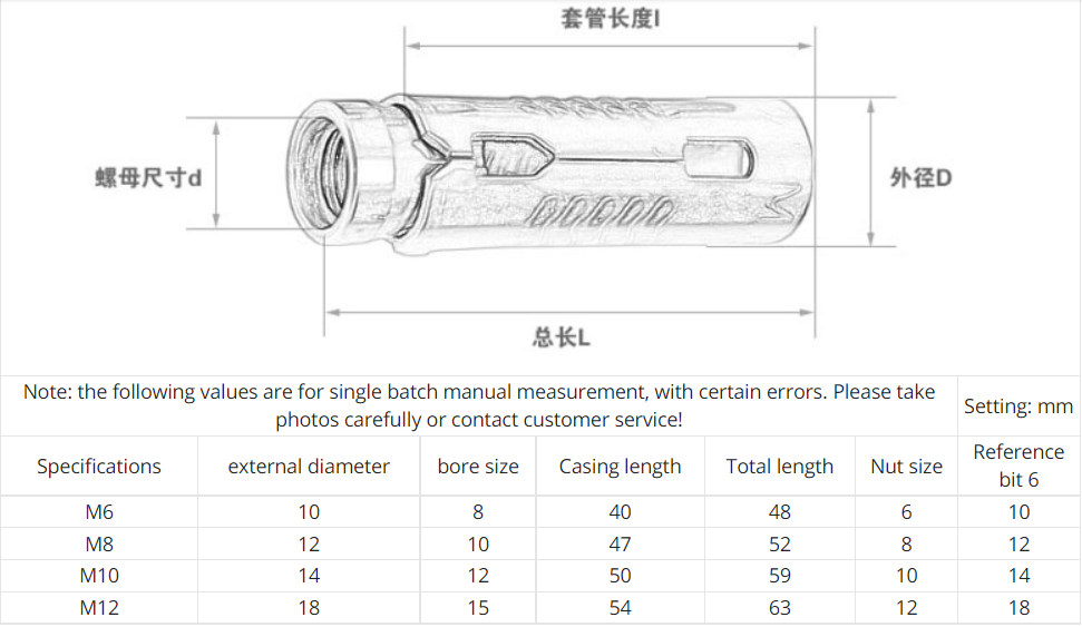 Bolt M6 for Solid Wal