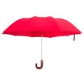 Wine Colored Wooden Handle 2 Folding Umbrella