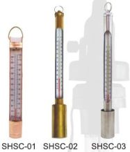 Red , Blue Spirit Copper , Brass Case Scoop Industrial Glass Thermometer
