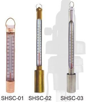 Red , Blue Spirit Copper , Brass Case Scoop Industrial Glass Thermometer