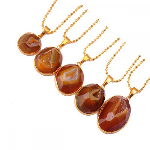 Natural Charms agate semi precious stone necklace with pendant