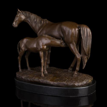 Wholesale western style bronze mare and foal horse sculpture love for decoration