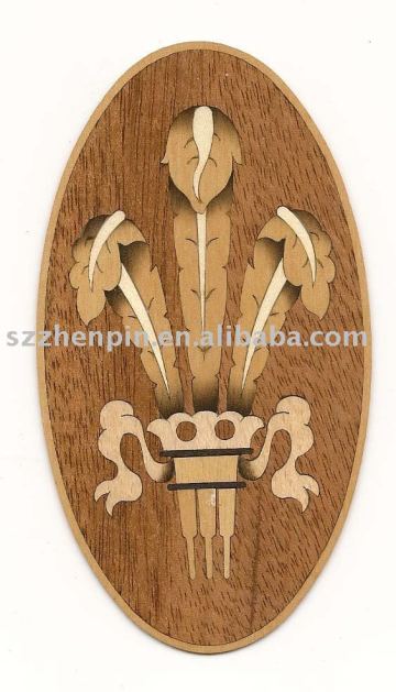 Marquetry wood inlay and door veneer rosette Sapeli background