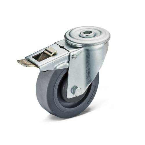 Swivel twin wheel casters with lock