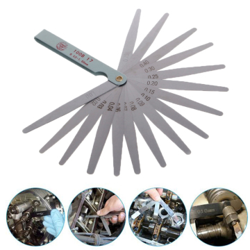 17 Blades Feeler Gauge Metric Gap Filler 0.02-1.00mm Gage Measurment Tool for Engine Valve Adjustment for Motocycle