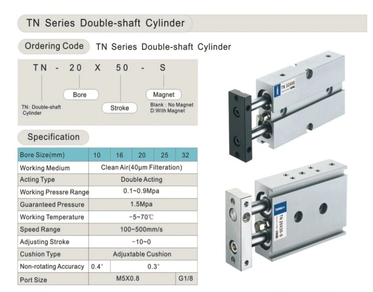 Tn Series Double-Shaft Two Rod Guide Pneumatic Air Cylinder