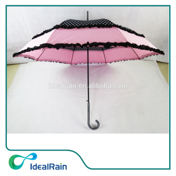 facy design high quality pink lace stick umbrella for children