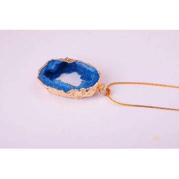 Blue Crystal pendant plated 18K Gold Gemstone Necklace