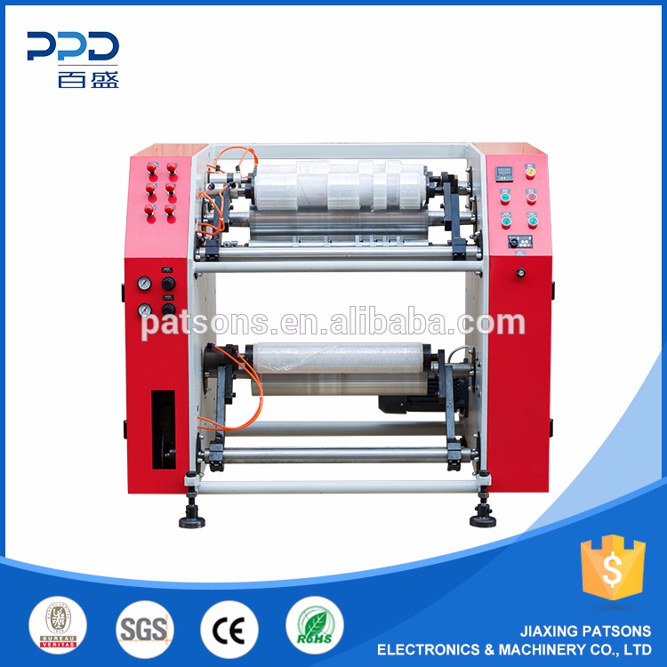 Semi auto stretch film rewind PE /PVC stretch film slitter rewinder machine