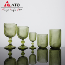Vintage Style Pressed Colored green Glass Wine Goblets