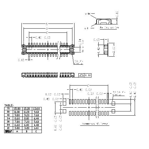 0.4mm Board to Board connector,male, mating Height=0.80mm BB0.4M-0.8XXX02