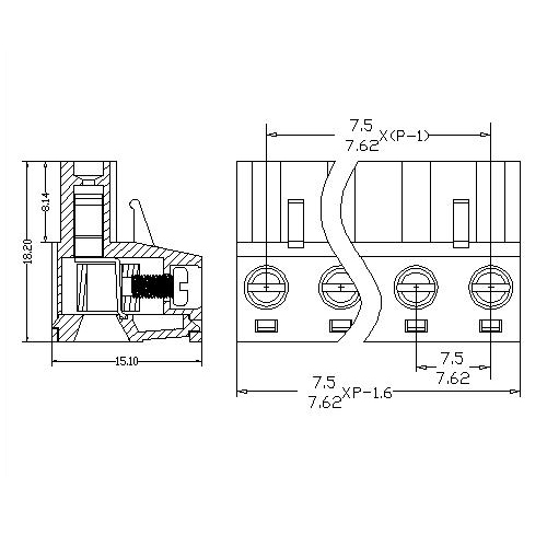 AT2500F-7.5／7.62XXX-MN Plug-in Terminal Block Pitch7.5／7.62