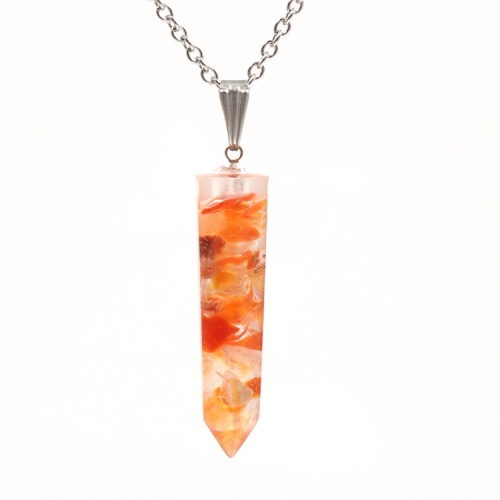 Crystal gravel hexagonal column Augen pendant Amethyst Pendant women's Fashion Pendant Necklace