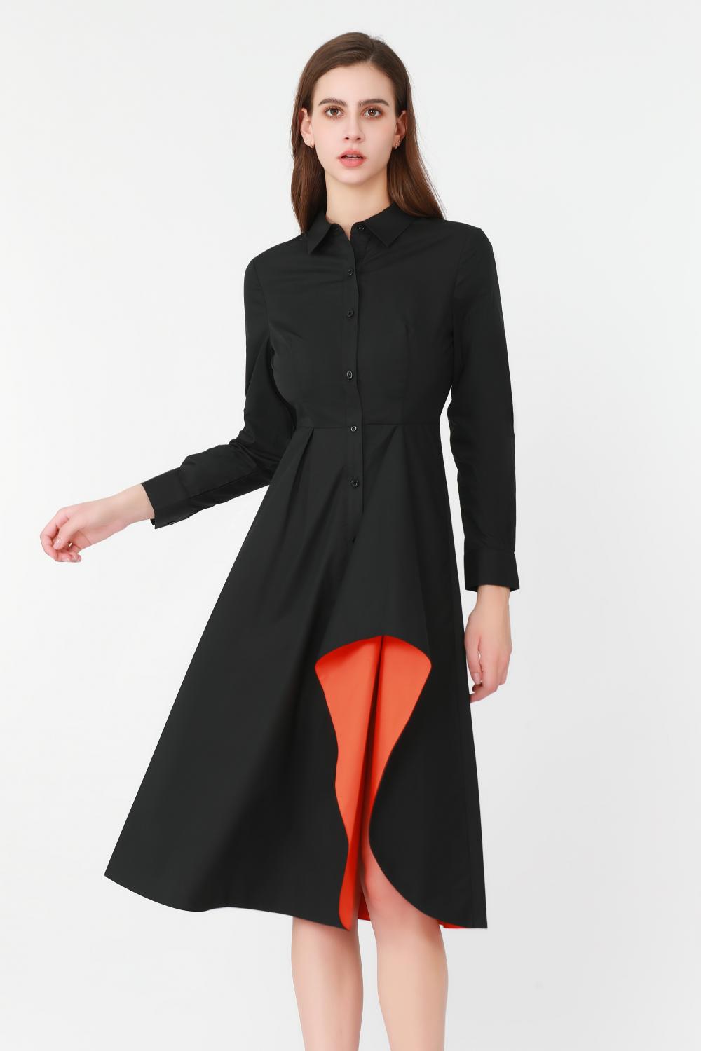 One-side Draped Shirt Dress