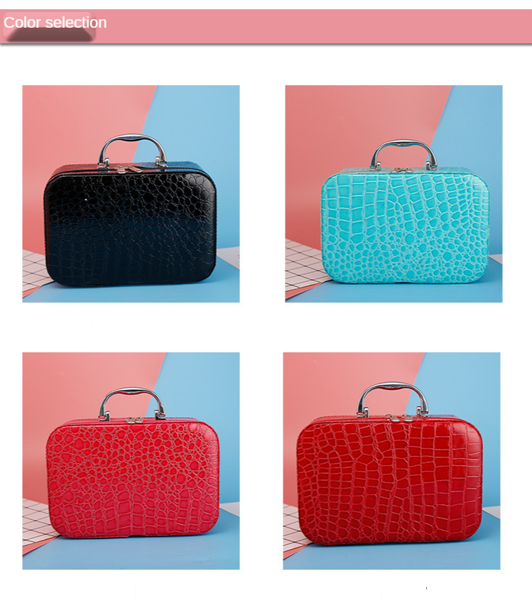 Korean Stone Pattern Cosmetic Case with Mirror Ladies Portable Storage Bag Square Zipper Cosmetic Bag Factory Wholesale