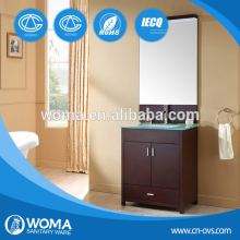 new design modern tempered glass solid wood bathroom vanity from WOMA Sanitary Ware 3110