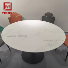 High Quality Modern Round Ceramic Top and Metal Base Dining Table Set