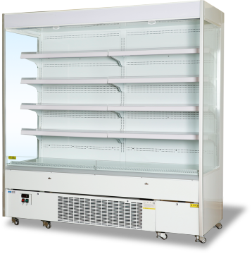Supermarket multideck open fridge for dairy and sausage