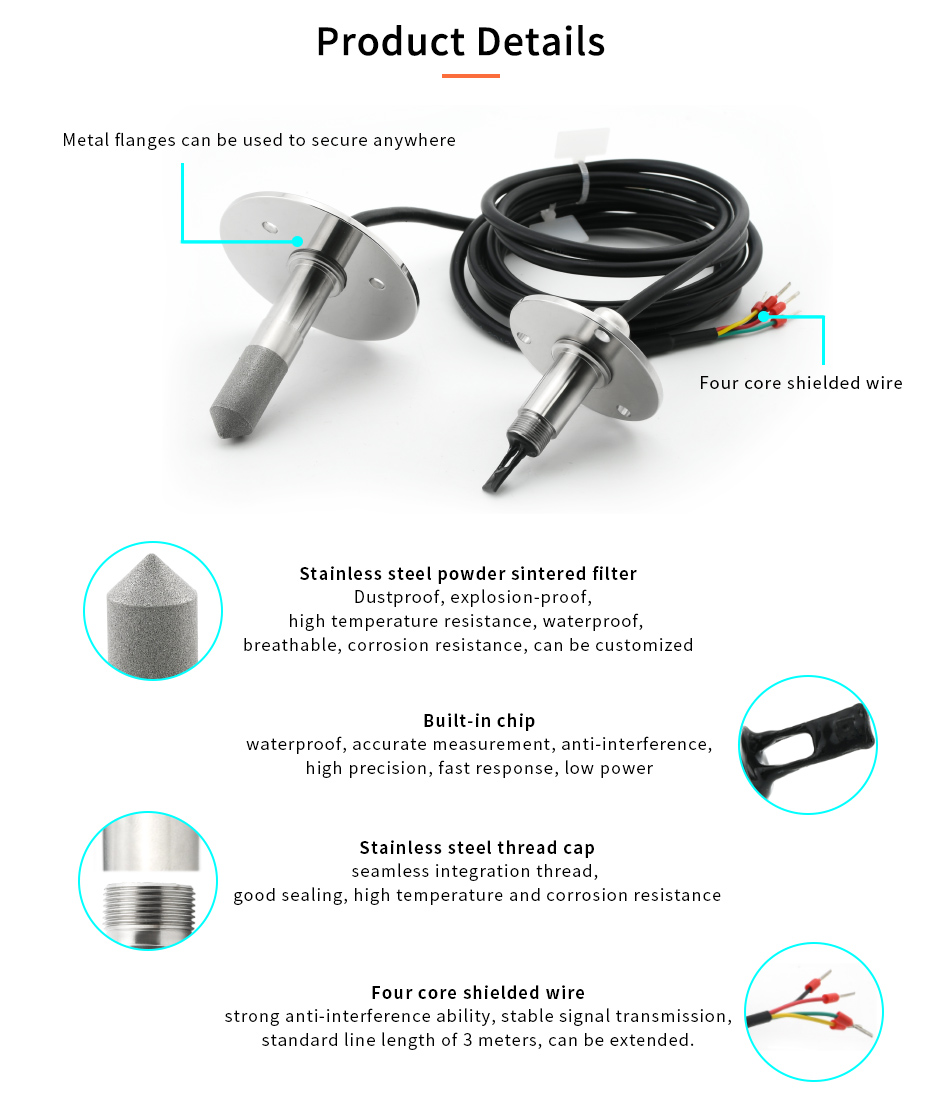 Waterproof I2C high temperature and relative humidity soil moisture greenhouse sensor