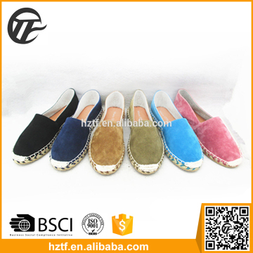 Pure color leather espadrilles flat shoes