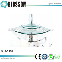 Wall mount tempered glass washing basin sink