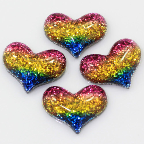 Colorful Glitter Heart Resin Charms For Girls Hair Accessories DIY Craft Decor phone Shell Spacer Items Jewelry Store