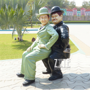 Garden outdoor fiberglass resin stan laurel and oliver hardy