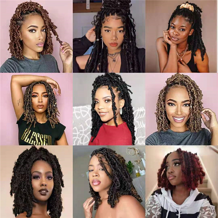 Wholesale Butterfly Locs Crochet Braids Butterfly Bob Faux locs Messy Soft Dreadlocks Twisted Pre Looped Hair