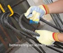 Leather Reinforced Palm Yellow Aramid Cut Gloves