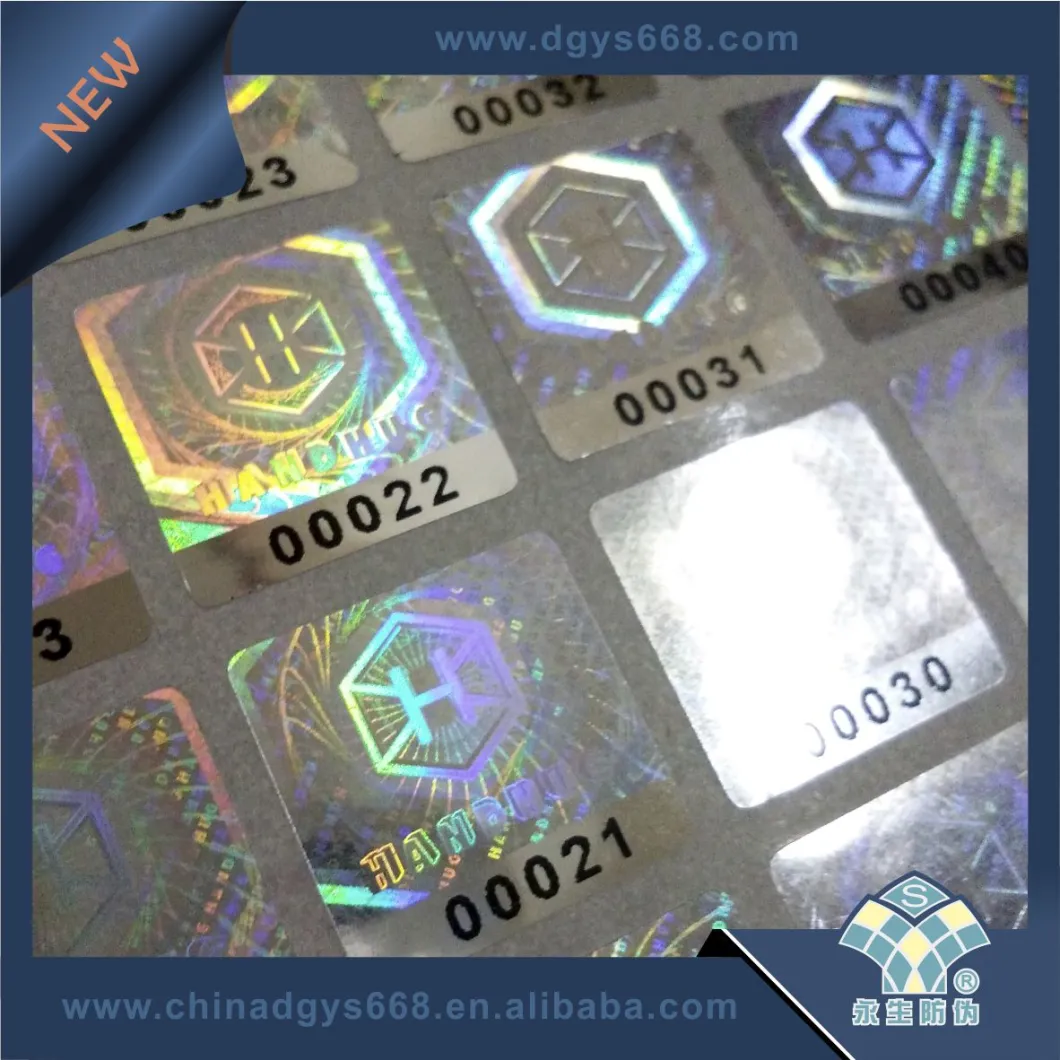 Professional Making Glittery Hologram Serial Number Stickers Gold