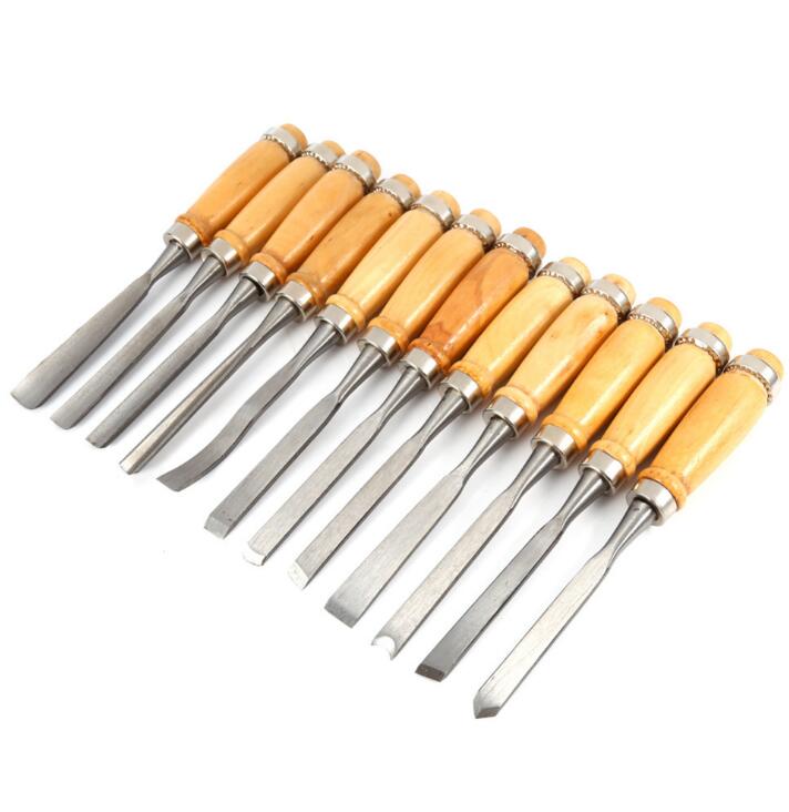 12 Piece Wood Carving Hand Chisel Tool Set Woodworking Professional Gouges