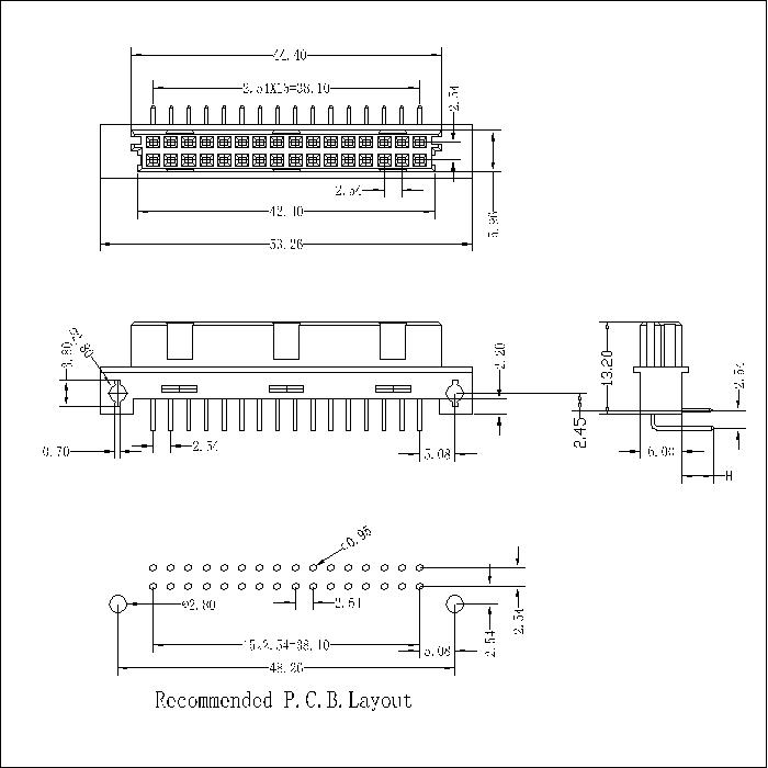 DFR-XX-XXX-210 DIN41612 Right Angle Female Type Half Q Connectors-Inversed 32 Positions