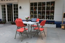 Furniture 34'' Square Granite White Plastic Folding Table