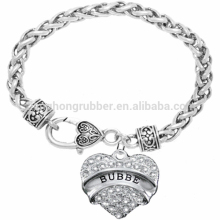 Genuine Austrian Clear Crystal "Bubbe" Charm Chain Link Bracelet