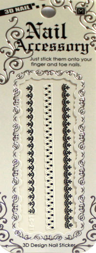 Odm Cool Elegant Artificial Black Flower Lace Fingernail Stickers Art