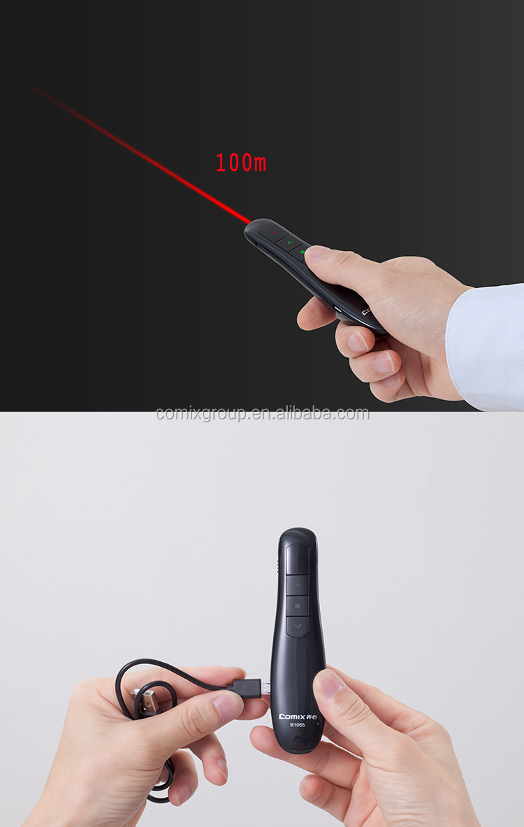 Comix Wireless Presenter PowerPoint Clicker Presentation Rechargeable 100-meter Remote Control Laser Pointer