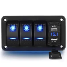 3Gang Rocker Switch Panel with Dual USB Charger