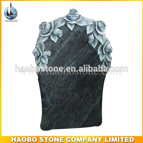 Natural Granite Tombstone Flower Carving Gravestone