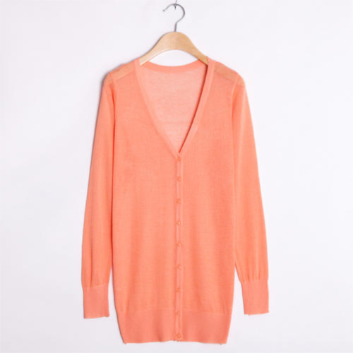 Customized Wholesale Ladies Orange Knit Cardigan