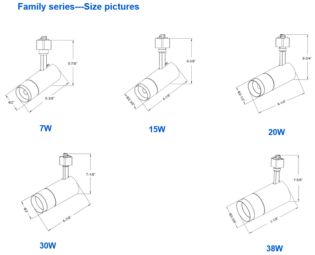 Daytonled Family Series ETL CETL Cert CRI90 H-type J-type L-type 7W 15W 20W 30W 38W CCT Change Led Track Head
